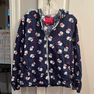 Denim & Flower holiday zip up jacket with  Santa. Size medium